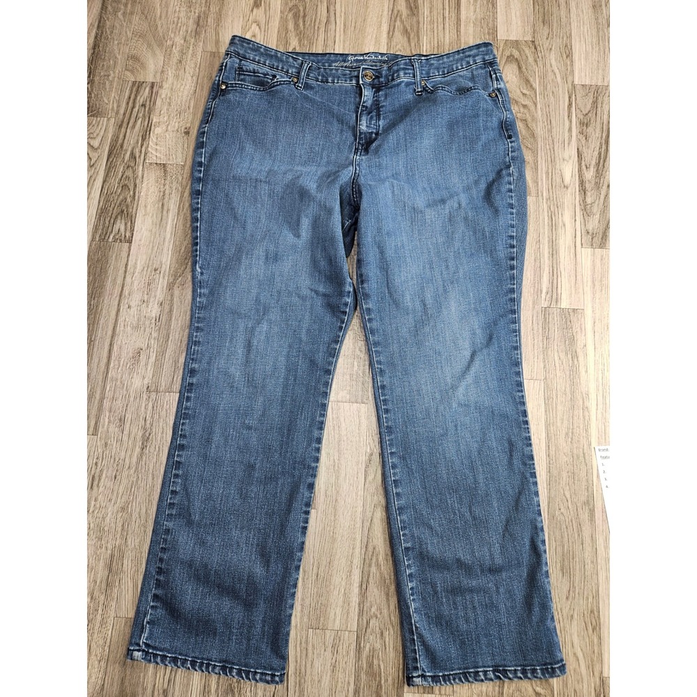 Gloria Vanderbilt Rail Straight Jeans Women 16 Short Blue Slimming Denim